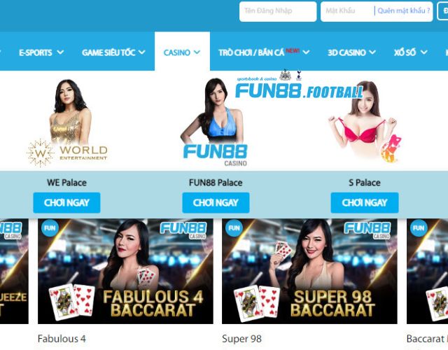 Danh Sách Trò Chơi Đáng Nhớ Nhất Tại Casino Fun88 Palace